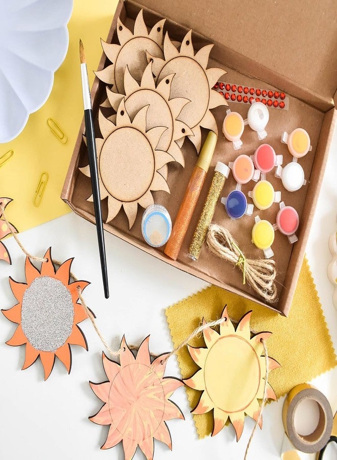 Haoser Pack of 10 Sunshine Bunting Craft Kit - 4 Inch Wooden Sun Cutouts for Kids DIY Painting - Summer Art & Craft Kit for Decoration - Image 5